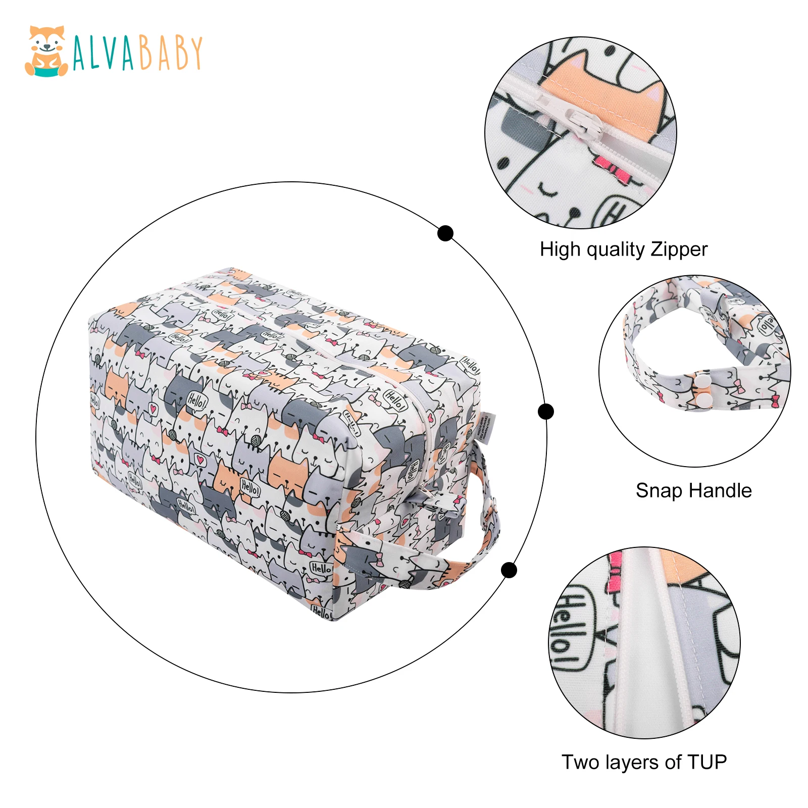 U PICK ALVABABY Diaper Pod with Double TPU Layers Cloth Diaper Bag Reusable Diaper Bag  Waterproof Nappy Bag