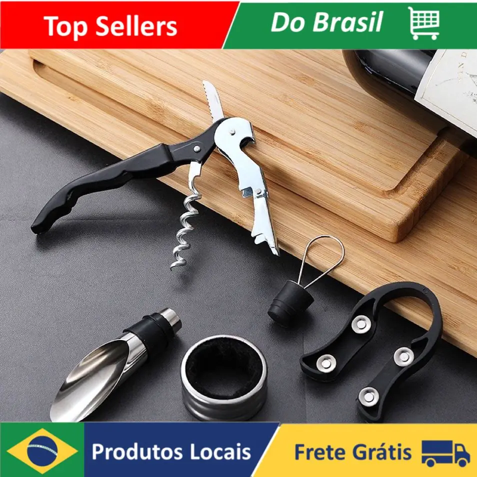 5 Pieces Portable Wine Bottle Opener Kit Practical Wine Stopper-Fast Delivery For All Brazil