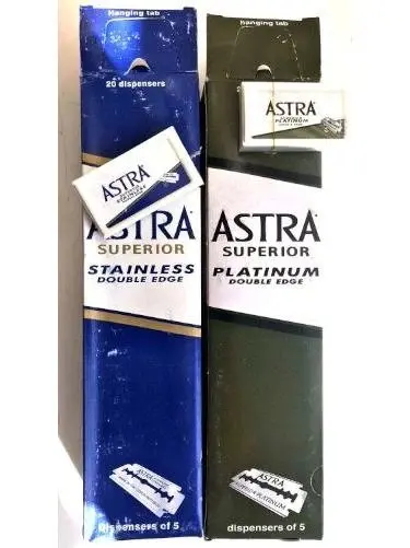 200 piece old Astra Superior Platinum Double Edge Safety Razor Blades GREEN AND BLUE packate