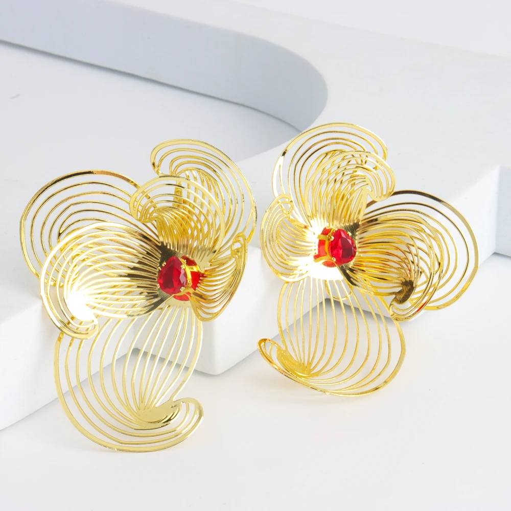 African Luxury Exquisite Bracelet Ring For Daily Wear Banquet Party Fashion Gold Plated Earrings Ladies Necklace Jewelry Set