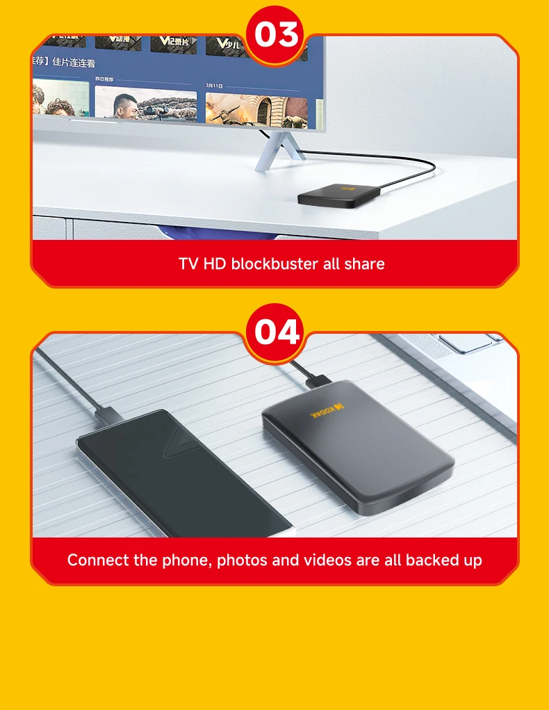 Kodak P150 Tragbare Externe Festplatte 500GB 1T USB3.0 Leichtgewichtige PHDD für PC Tablets PS5 XBOX Laptop Desktop – Detail 4