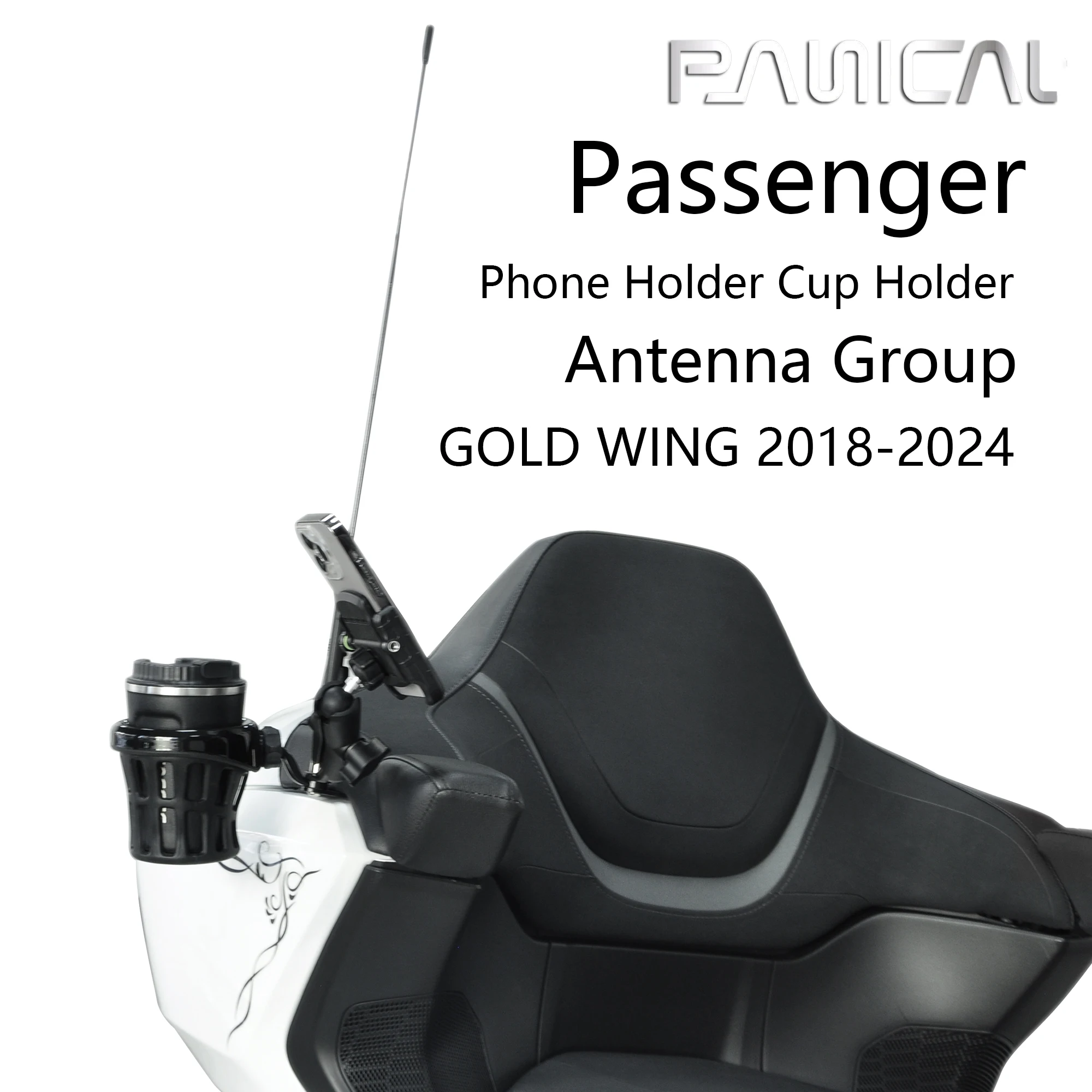 

Panical Passenger Cup Holder Mobile Phone Holder Antenna Assembly Kit For Honda Gold Wing GL1800 2018-2024 Expand Bar