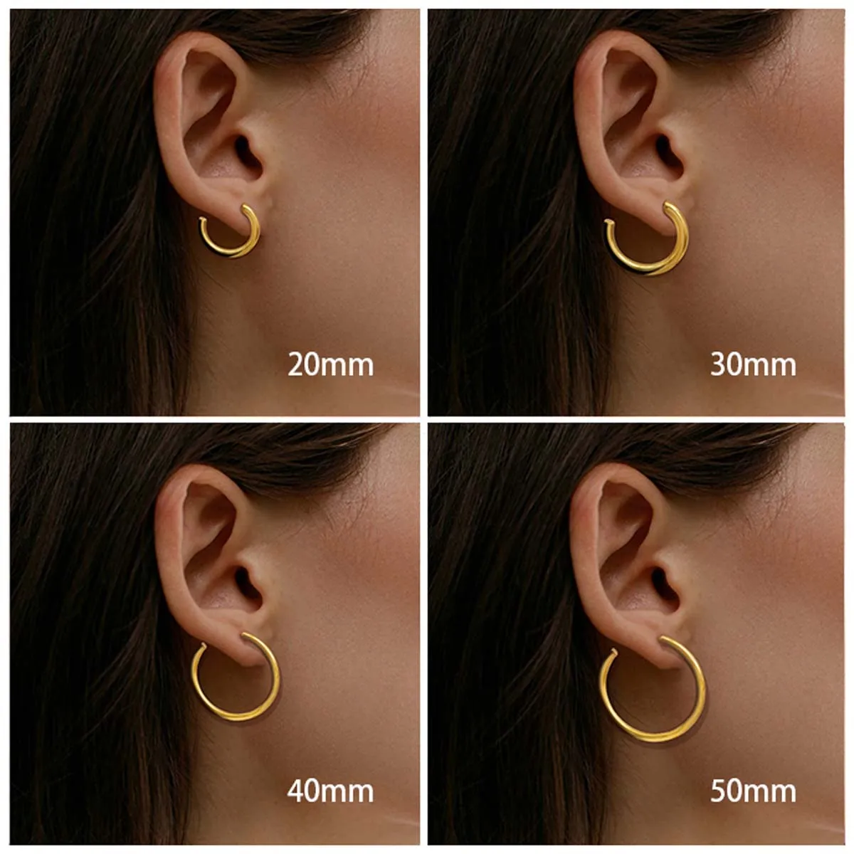 Gold Earrings For Women 4mm Thick Chunky Hoop Earrings 18K Gold Plated Lightweight Chunky Open Round Shape Earrings Gift