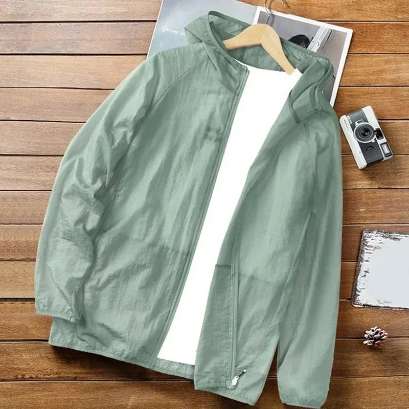 AliExpress BOOERJUE Men Summer Thin Sun Protection Jacket Outdoor Zipper Hooded Loose Casual Outerwear UV-proof Breathable Quick Dry Cycling Coats
