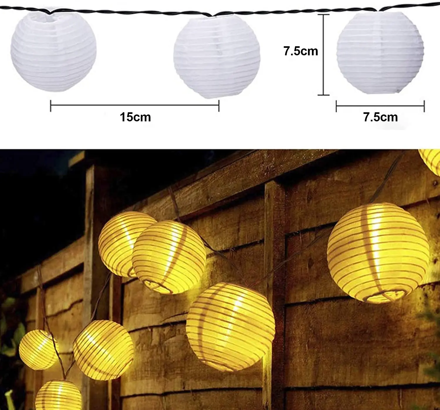 Solar Lantern String Lights Warm Light 8 Modes Waterproof IP65 Solar Powered Energy-Efficient for Garden Sidewalk Yard Decor