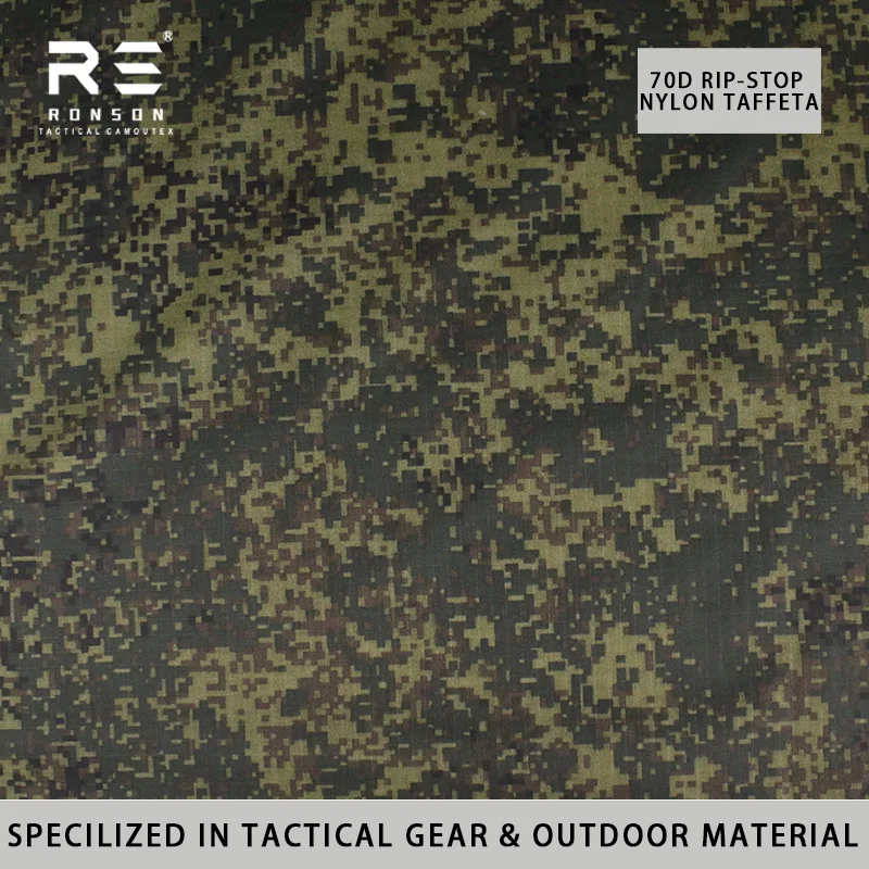 Russia EMR Digital Pixel Woodland Camouflage 210T Nylon Rip-stop NIR Near-infrared Fabric Waterproof PU Coated for Outdoor Tents