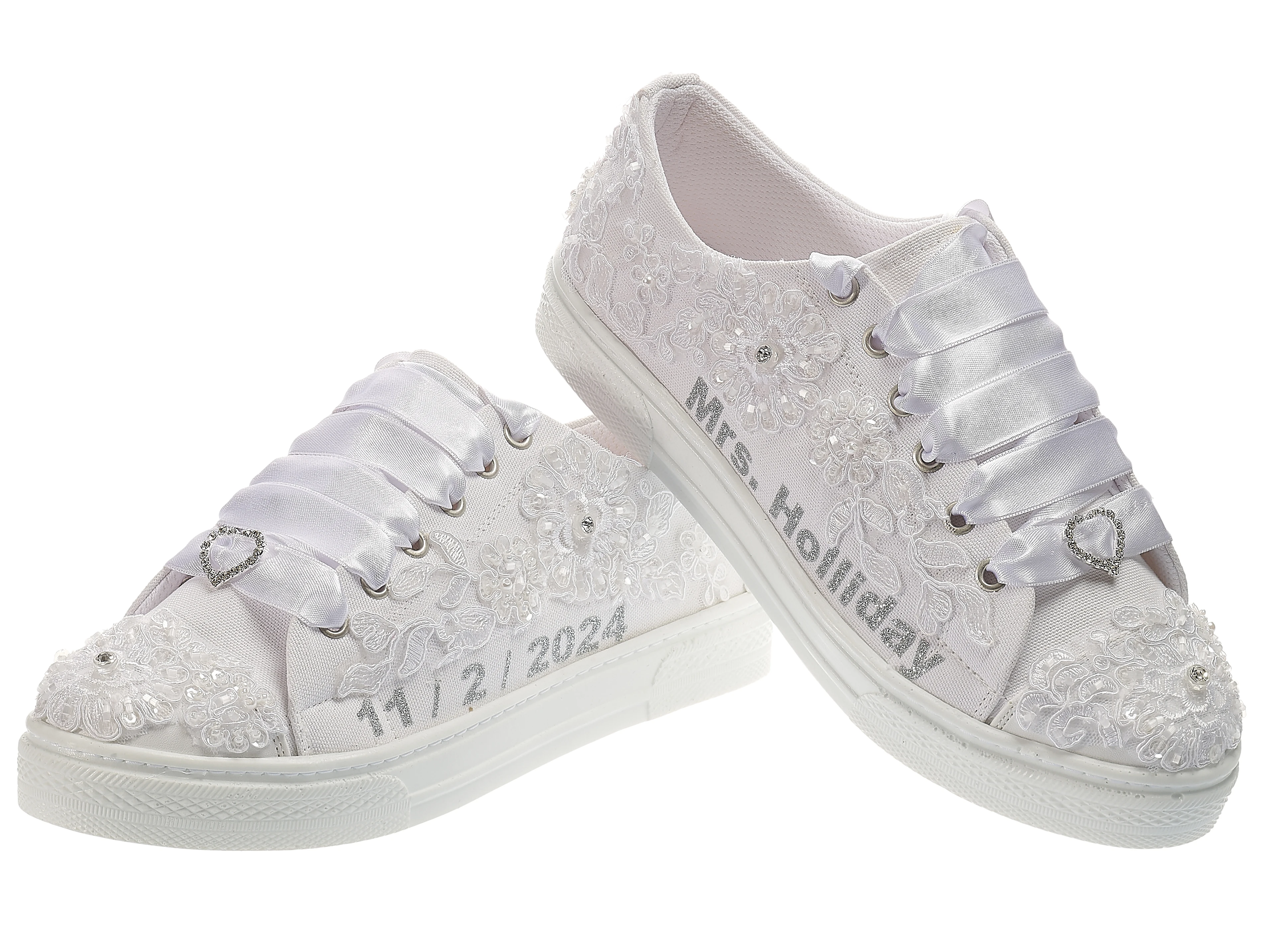 Elevate Your Wedding Style with Customizable Bride Sneakers Shoes - Comfortable White Wedding Shoes for Sporty Brides ,