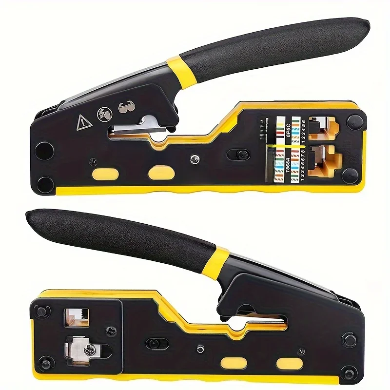 Kit de ferramentas de crimpagem rj45 reto, crimper ethernet integrado cat6 cat5 ferramenta de