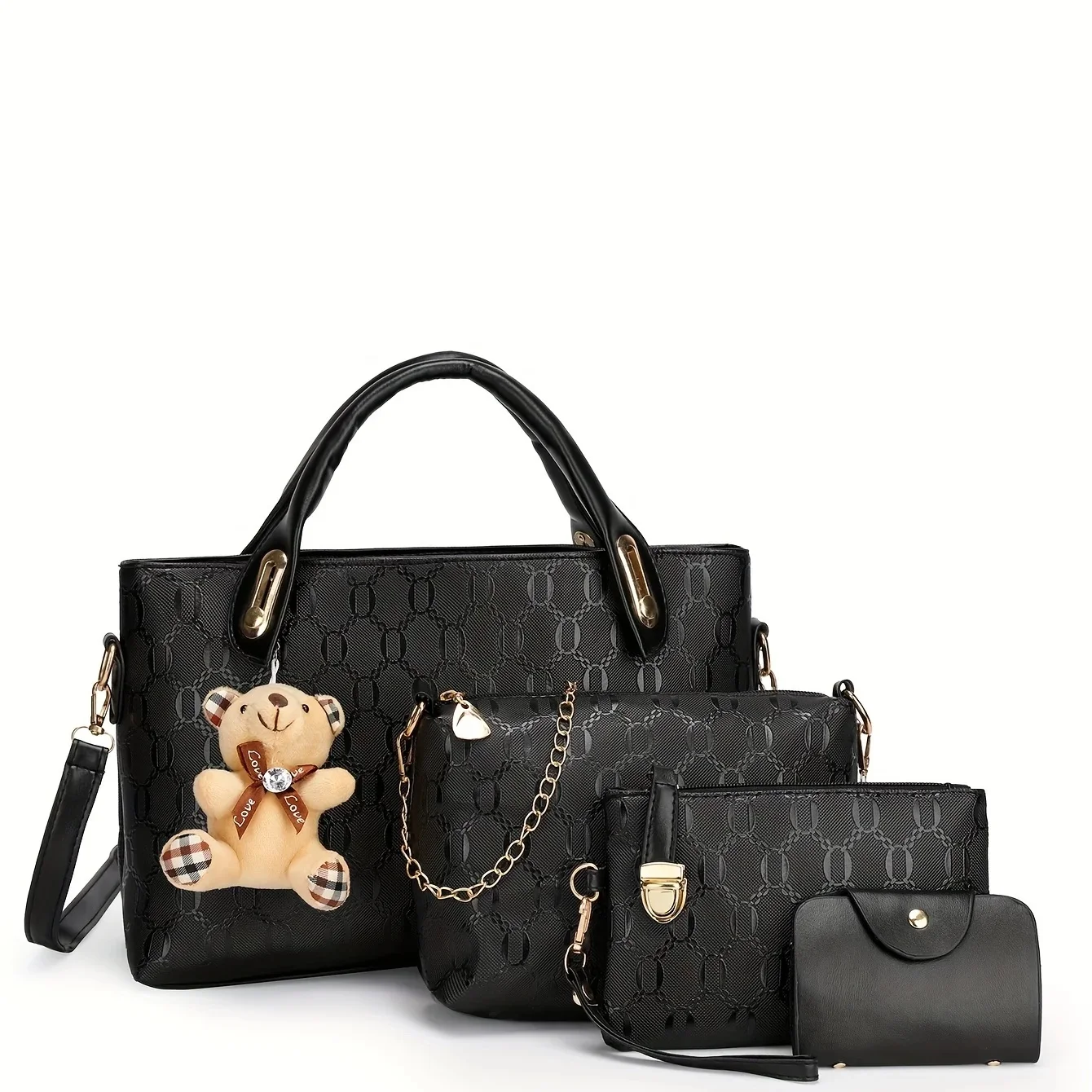 4 szt. Torba materiałowa ze wzorem geometrycznym, modna torebka Chian Crossbody, kopertówka i etui na karty torebki i torebki torebka — zdjęcie 2