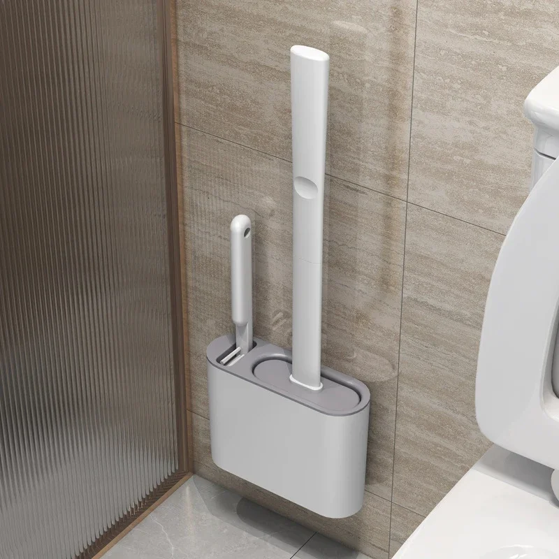 Szczotka do WC wiszące na ścianie z uchwytem z długim uchwytem szczotka do WC silikonowe miękkie włosie WC szczotka do czyszczenia akcesoria łazienkowe — zdjęcie 2