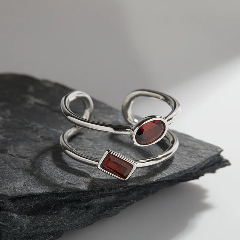 

Boutique Jewelry Girls' Natural Topaz Garnet Ring 925 Pure Silver Plated Platinum Gold Christmas Gift for Girlfriend Wedding