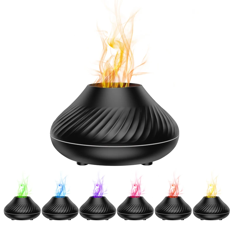 KINSCOTER wulkaniczny dyfuzor zapachowy lampa na olejki eteryczne 130ml USB przenośny nawilżacz powietrza z kolorowym płomieniem lampka nocna — zdjęcie 2