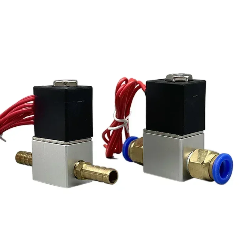 Vanne solénoïde 12V 24V 220V, pneumatique électrique, 2 positions, 2 ports, normalement fermée, vanne magnétique à air, connexion à raccord de tuyau de 6 mm et 8 mm