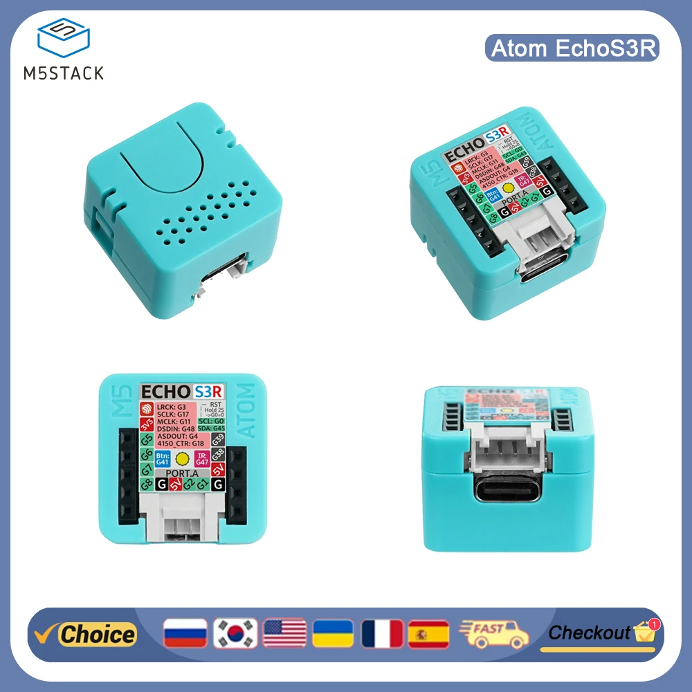 

M5Stack Atom EchoS3R: Programmable IoT Voice Controller with ESP32-S3, Wi-Fi, 8MB Flash & PSRAM for Smart Voice Control and HMI