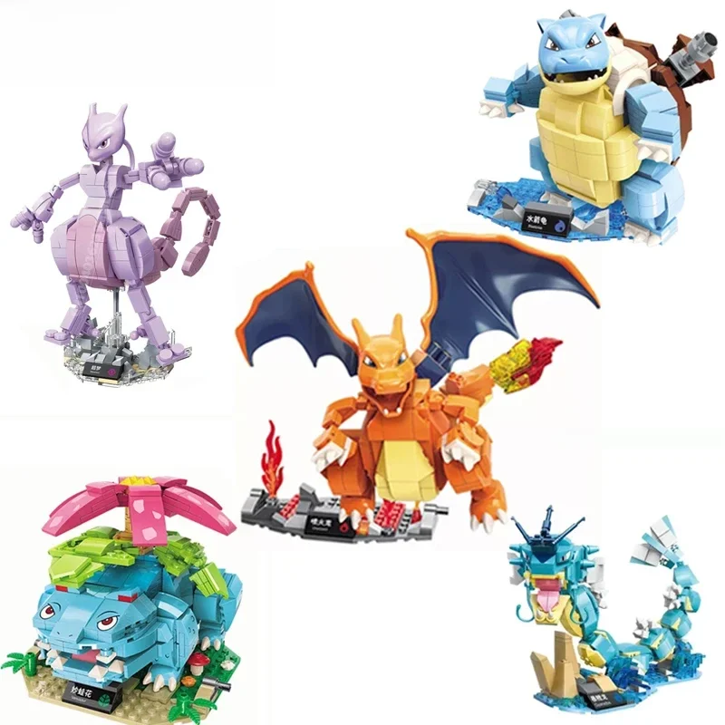 Pokemon Charizard Mewtwo Bulbasaur Bouwstenen Cartoon Figuur Model Bricks Sets Film Pop Model Educatief DIY Speelgoed Geschenken - afbeelding 2