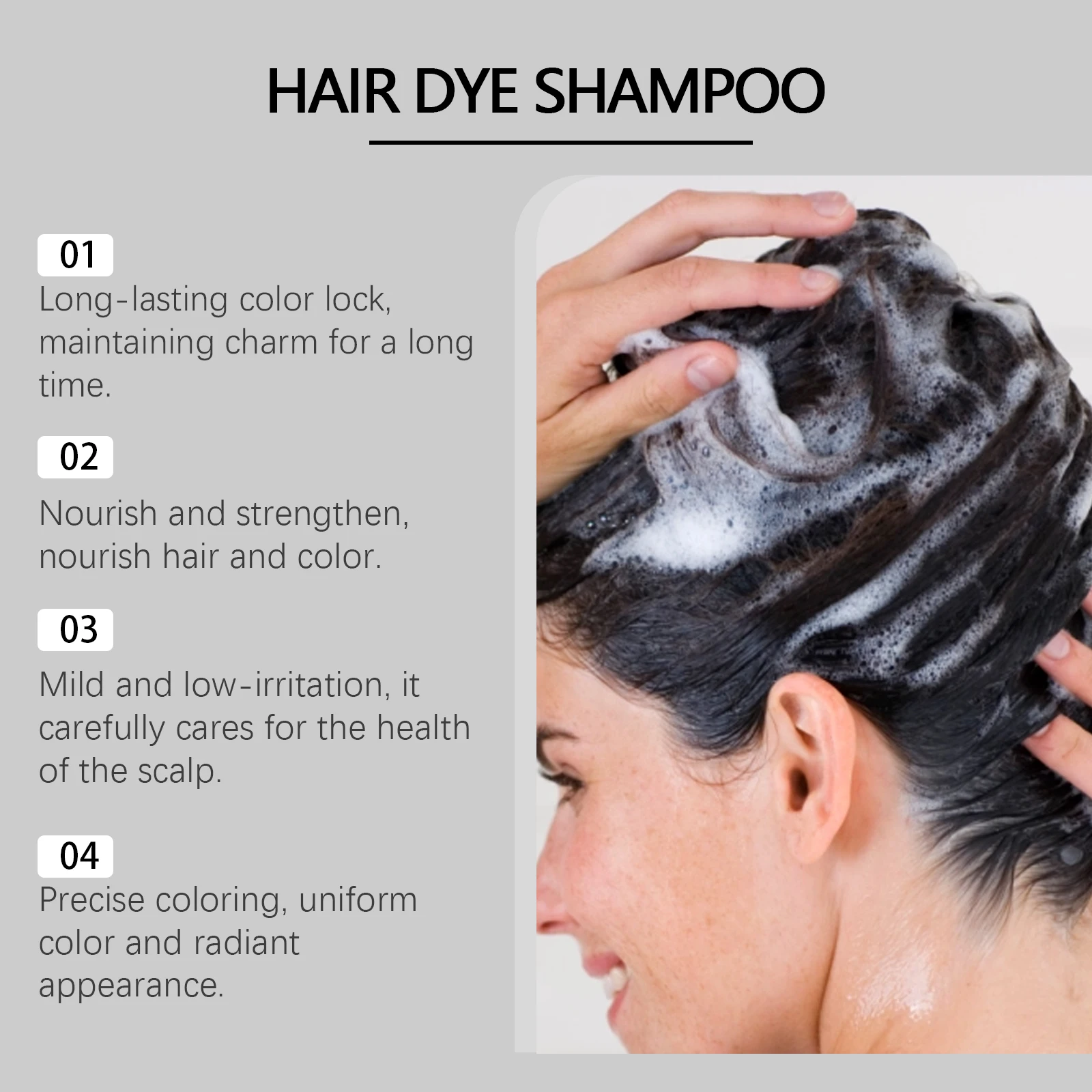 Black Hair Dye Shampoo Gray White Cover Repair Dry Damaged No Harm Deep Nourishing Natural Organic Herbal Instant Coloring Shampoo