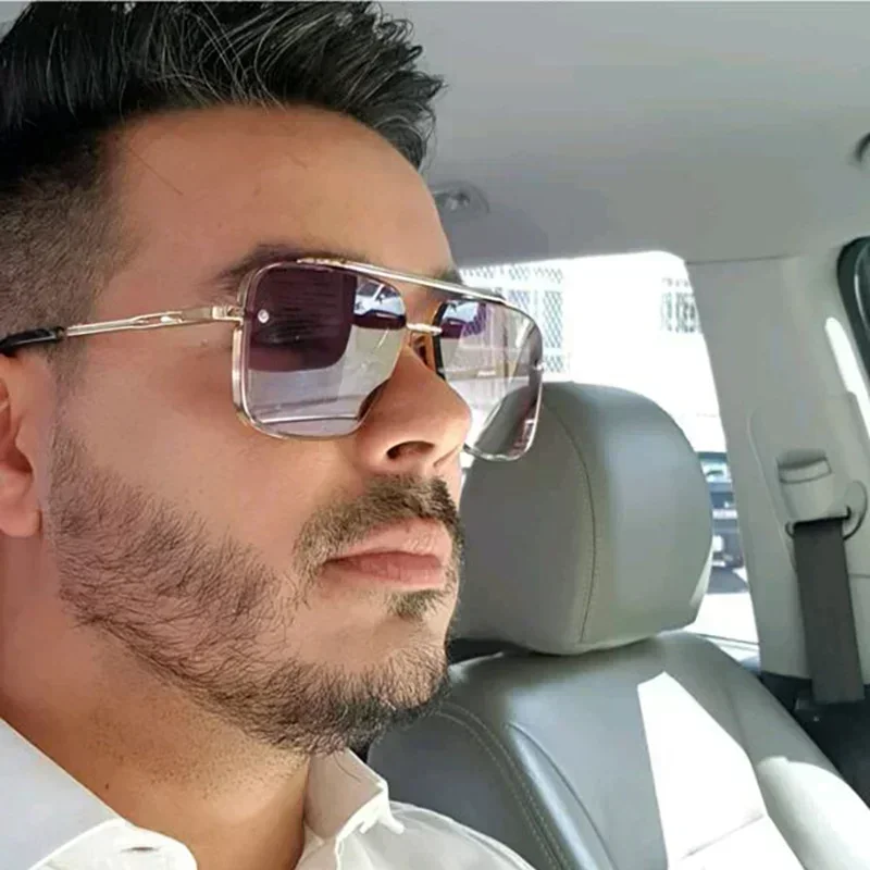 2025 mode carré luxe Design lunettes De soleil hommes femmes vol sept Rock Mach Six Style dégradé pilote lunettes De soleil Oculos De Sol