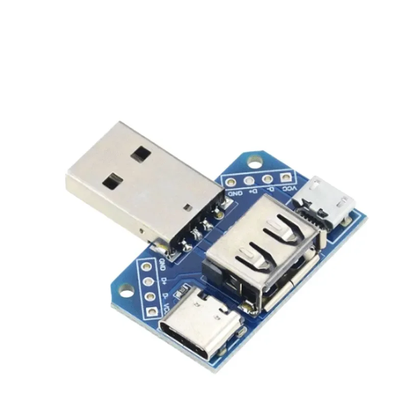 50PCS DC 5V 4 in 1 USB to Micro to Type-C 4P 2.54mm Connector Adapter Plate Male to Female USB Connector