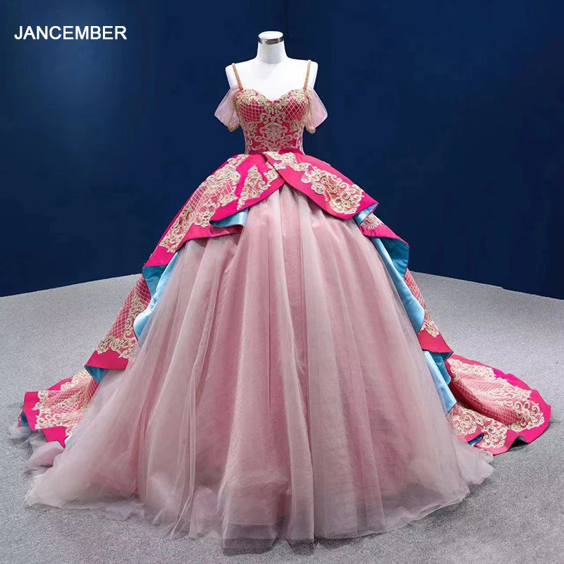 RSM67473 Appliques Arab Woman Party Dresses Evening Dresses Sweetheart Ruched Crystal Tiered Sequined Dresses For Women Party