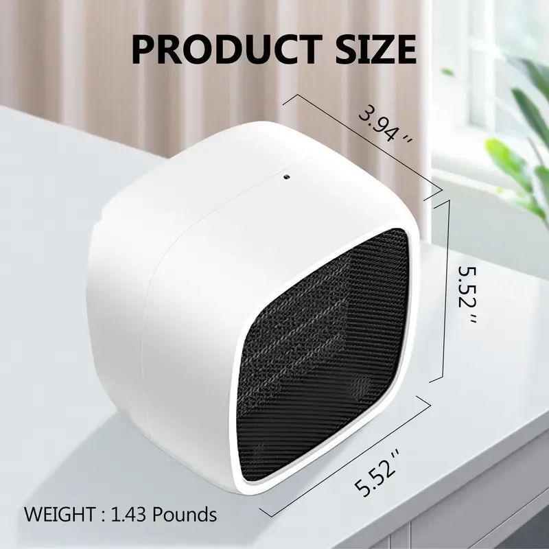 AOFEN Compact Space Heater, 2 Seconds Fast Heating, Portable Electroceramic PTC Heater, Silent Operation with Overheating and Tipping Off Protection, Indoor Office, Bedroom, Small Living Room or Deskt image 2