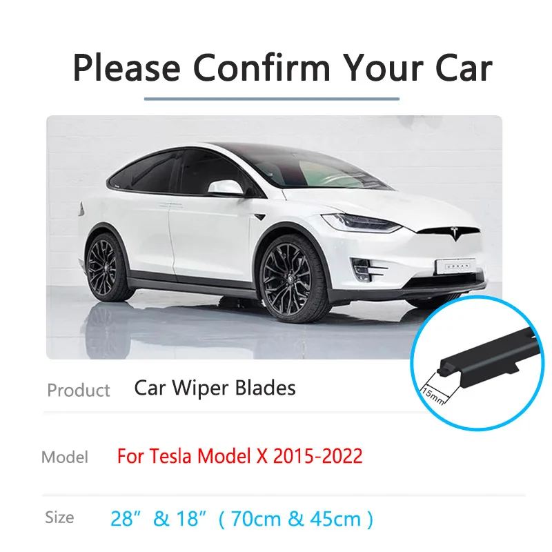 For Tesla Model X 2015 2016 2017 2018 2019 2020 2021 2022 Wiper Blades Front Window Windshield Rubber Auto Accessories Cleaning