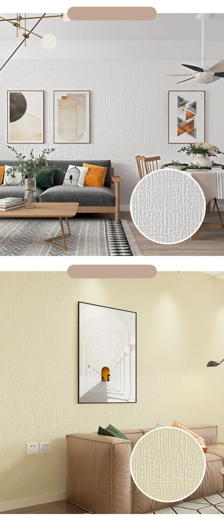 Leinen 3D Schaum Selbstklebende PVC Einfarbig Verdickte Wasserdichte Hintergrund Wand Renovierung Tapete Wand Aufkleber Wohnkultur – Detail 6