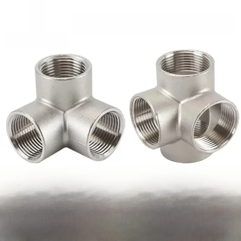 BSPT 304 acier inoxydable filetage femelle 3 voies/4 voies té Type croisé raccord de tuyau 1/4 "1/2" 3/4 "1" 1-1/4 "1-1/2" 2 "DN8/10/15/20