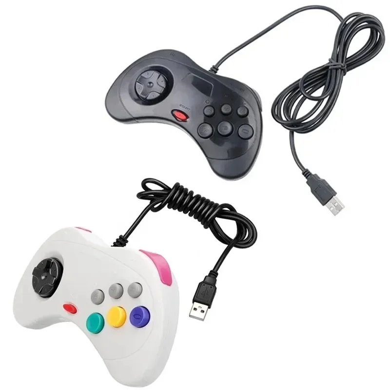 Manette de jeu filaire USB classique pour Segas Saturn, manette de jeu pour système SEGA Saturn, PC, Mac, 6 boutons