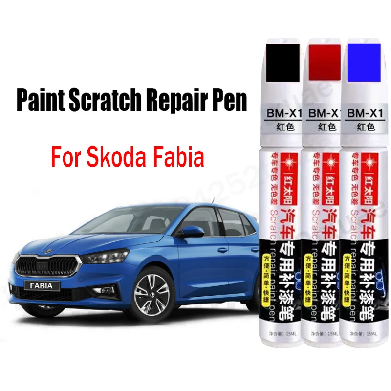 Car Paint Scratch Repair Pen for Skoda Fabia 2023 2022 2021 2020 Touch-Up Pen Remover Paint Care Accessories White Black Red