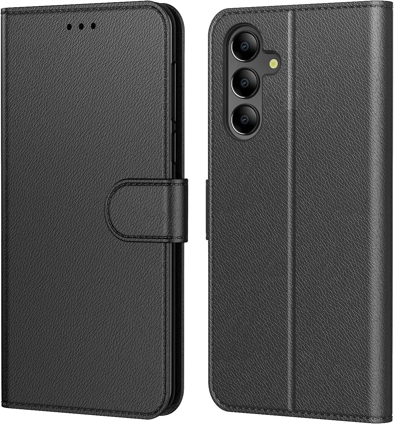 TECHTA Coque pour Samsung Galaxy A55 5G, Étui Portefeuille en Cuir PU, Fermeture Magnétique, Support Pliable, 3 Porte-Cartes, Noir