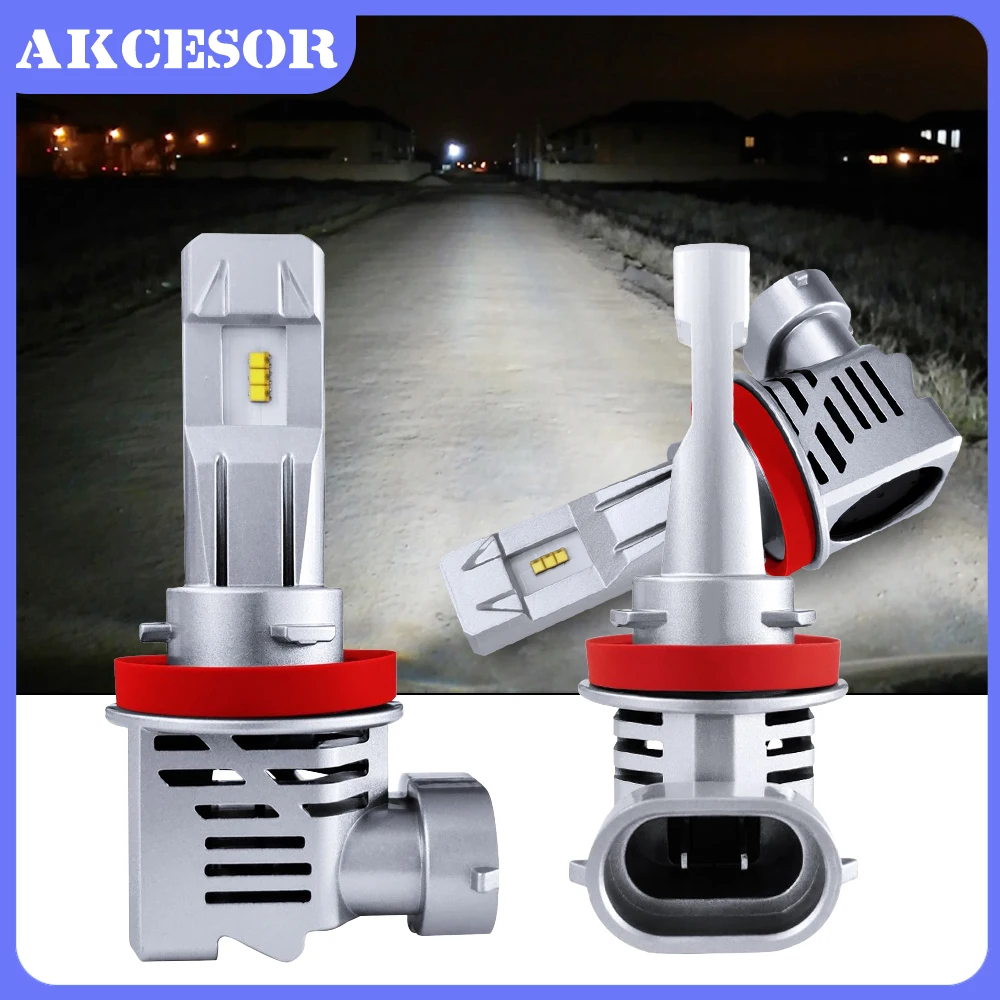 

2 Pcs H11 LED H8 H9 Car Headlight Bulbs ZES Chips 6500K All in One Waterproof Wireless Fog Light