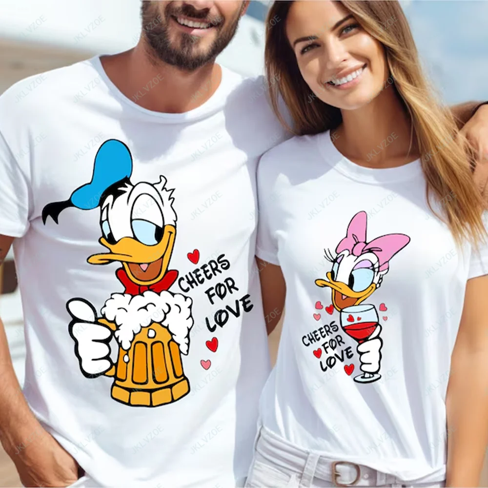 Donald And Daisy Cheers For Love Tshirt Valentine's Day Buy One Get One Adult T-shirt Daisy and Donald Couple Tops Disney Couple