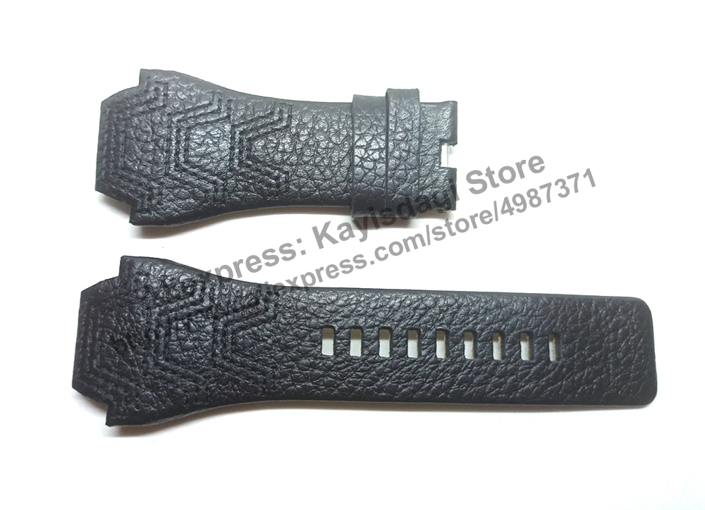 Compatible. Diesel DZ1265 , DZ1266 - 24mm Black Genuine Leather Watch Strap Band