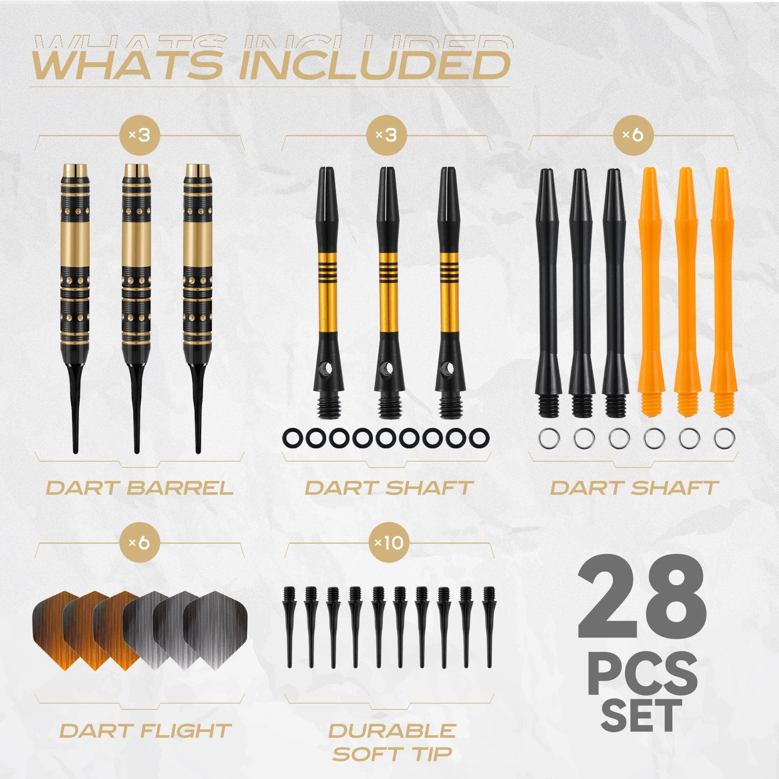 Huanqu Professional 18g Brass Soft Tip Darts Set with Accessories - Pack of Three High-Quality Darts for Adults and Beginners - Suitable for Training, Competition, Home Use, and Party Settings