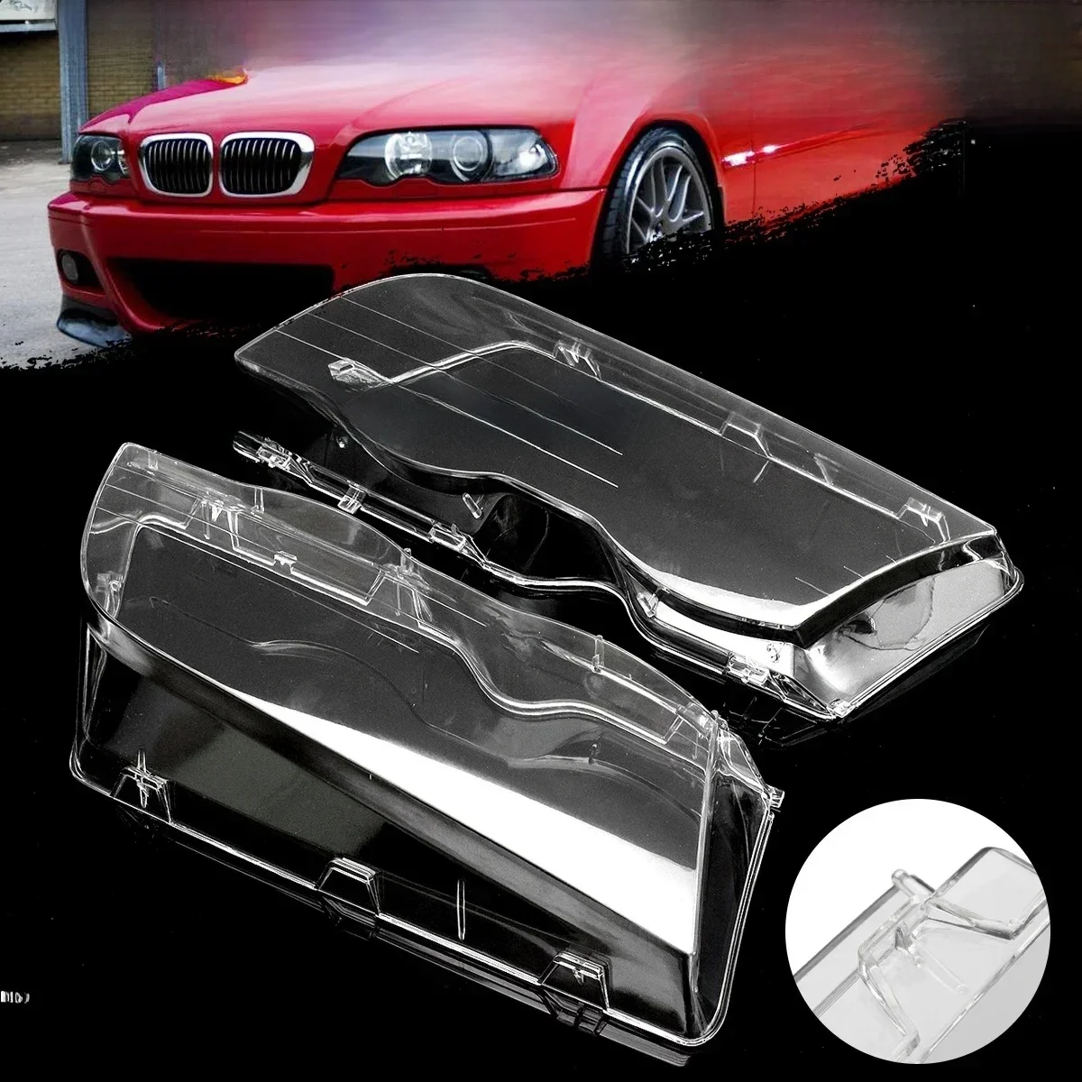 Osłona reflektora samochodowego Klosz Wodoodporna jasna osłona do BMW E46 serii 3 4-drzwiowa 1998-2001 Przezroczysta osłona reflektora — zdjęcie 2