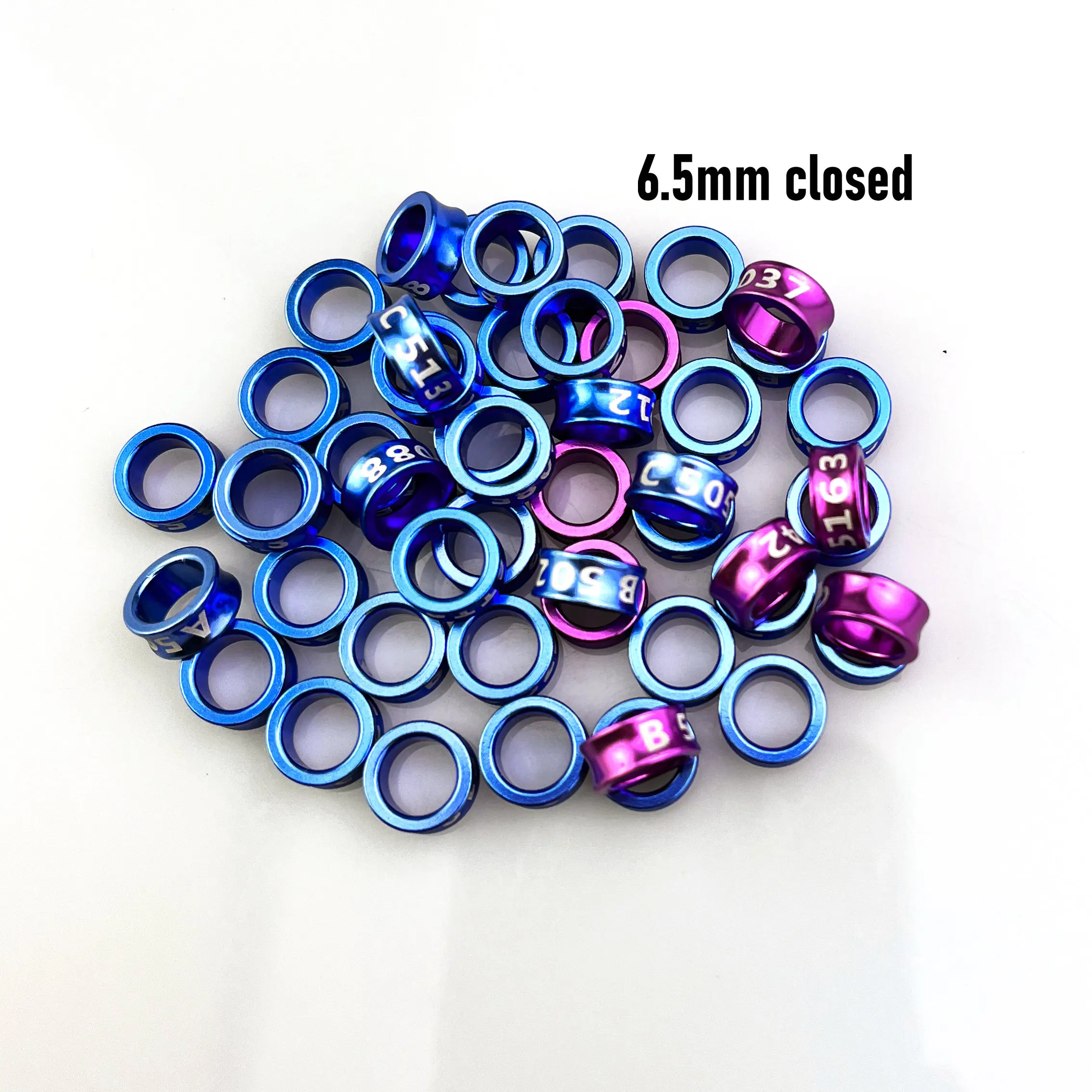 Aluminum Bird Leg Bands, Closed, Rosella Parakeet Rings, Non-Custom, Random-Character, Color Mixture, 6.5mm, 25Pcs /Lot