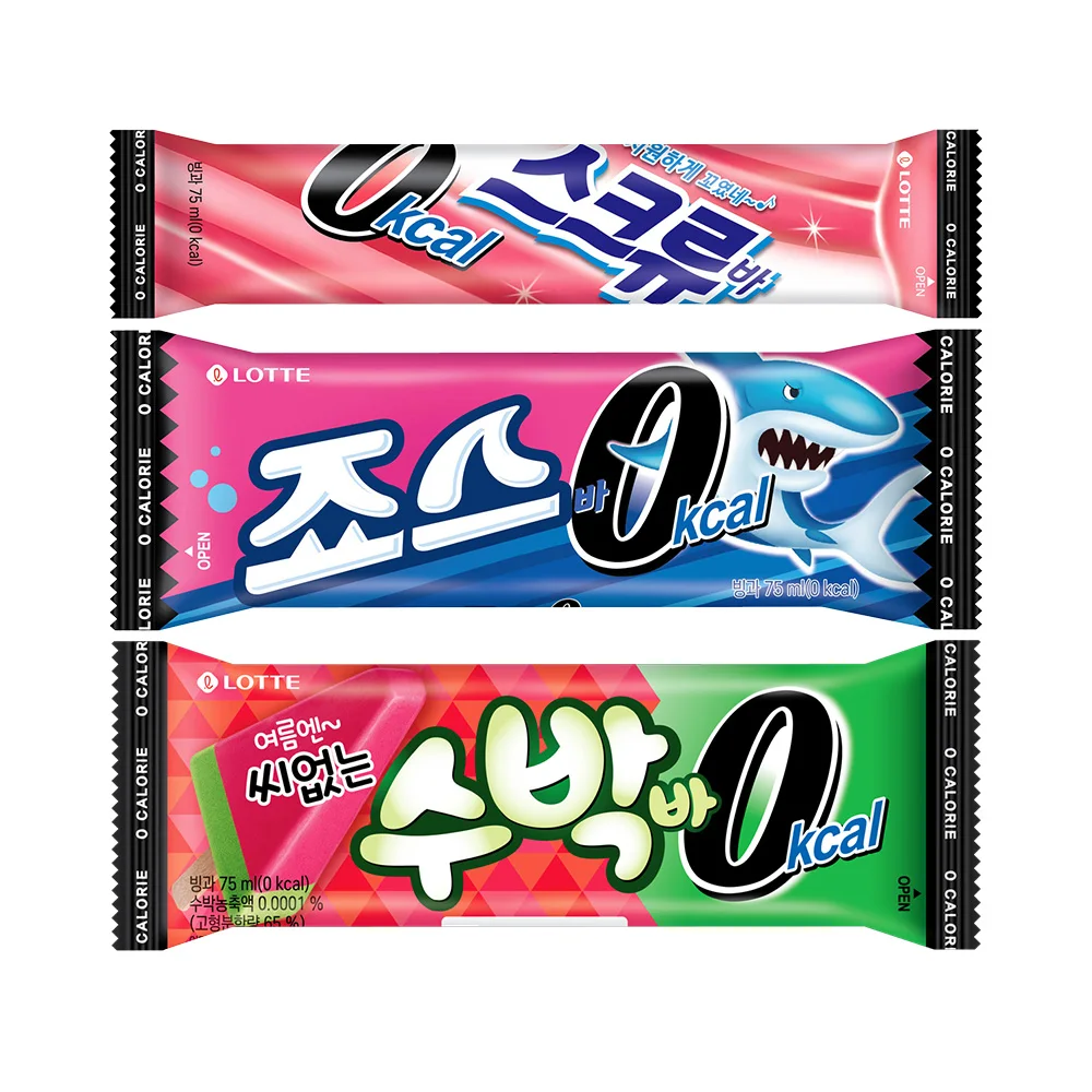 Lotte Well Food watermelon bar 0 calories 75ml x 10 pieces + screw bar 75ml x 10 pieces + Jaws bar 0 calories 75ml x 10 pieces