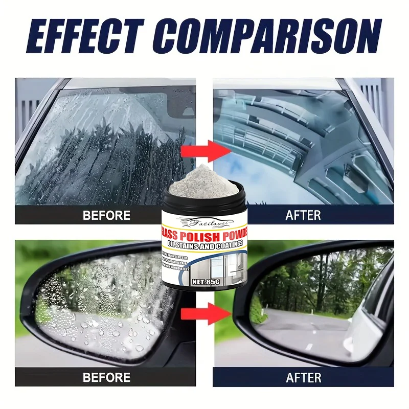 Premium glass polishing powder, professionally removes blur and fine scratches from glass surfaces - suitable for polishing and
