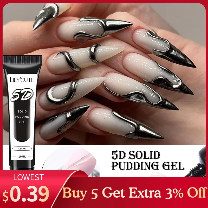 

LYCUTE 10ml 5D Solid Pudding Nail Gel Translucent Korean Style Liner Emboss Painting Texture Gel Nail Art Decoration