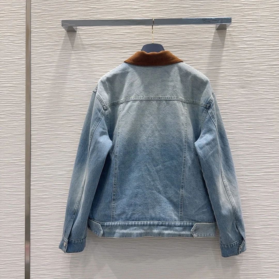 

2025 Early Autumn Fashion Women's Washed Jacket Coat Reversible Wearable Lapel Denim Jacket Patchwork Fabric Coat Tops