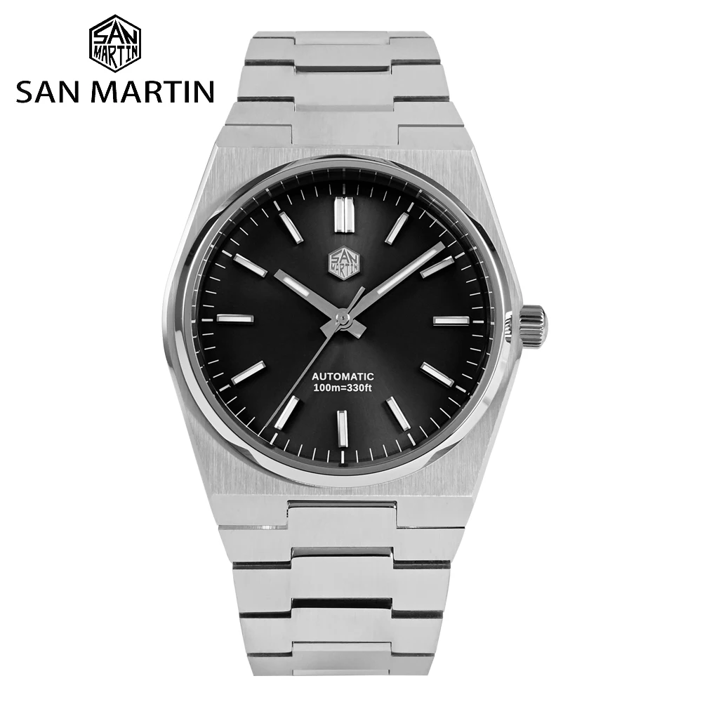 San Martin Classic Luxury Men Watch Stainless Steel 40mm Dress Miyota 9015 Automatic Mechanical Wristwatch Sapphires BGW-9 10Bar