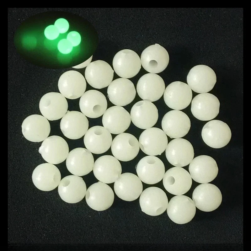 Świecące koraliki Fishing Space Beans 6mm 100 sztuk/worek miękka gumowa przynęta lekkie świecące kulki pływające do sprzętu wędkarskiego na świeżym powietrzu — zdjęcie 2
