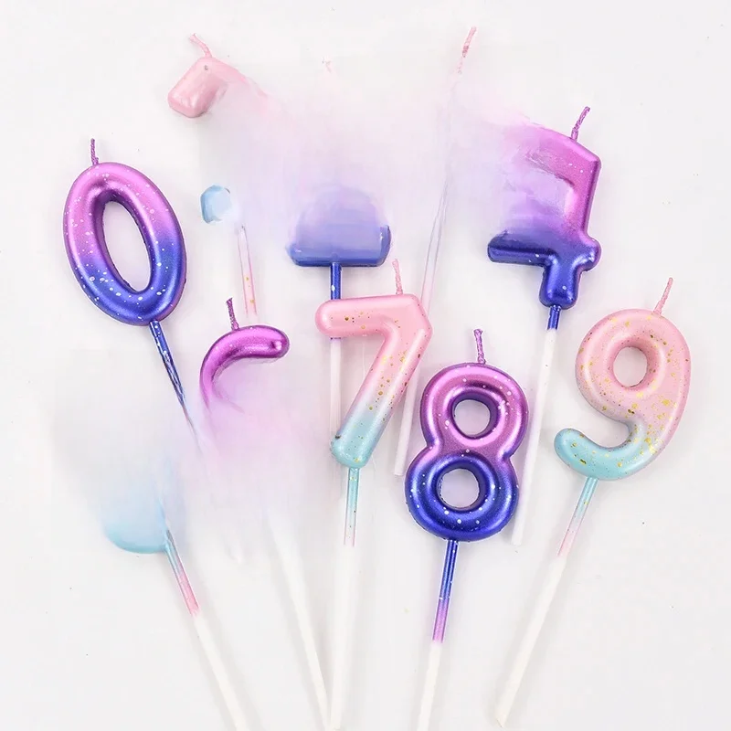 Happy Birthday Cake Decorated Interstellar Digital Colorful Candle Children's Delicate Candy Color 0-9 Number Candle Party Decor — zdjęcie 2