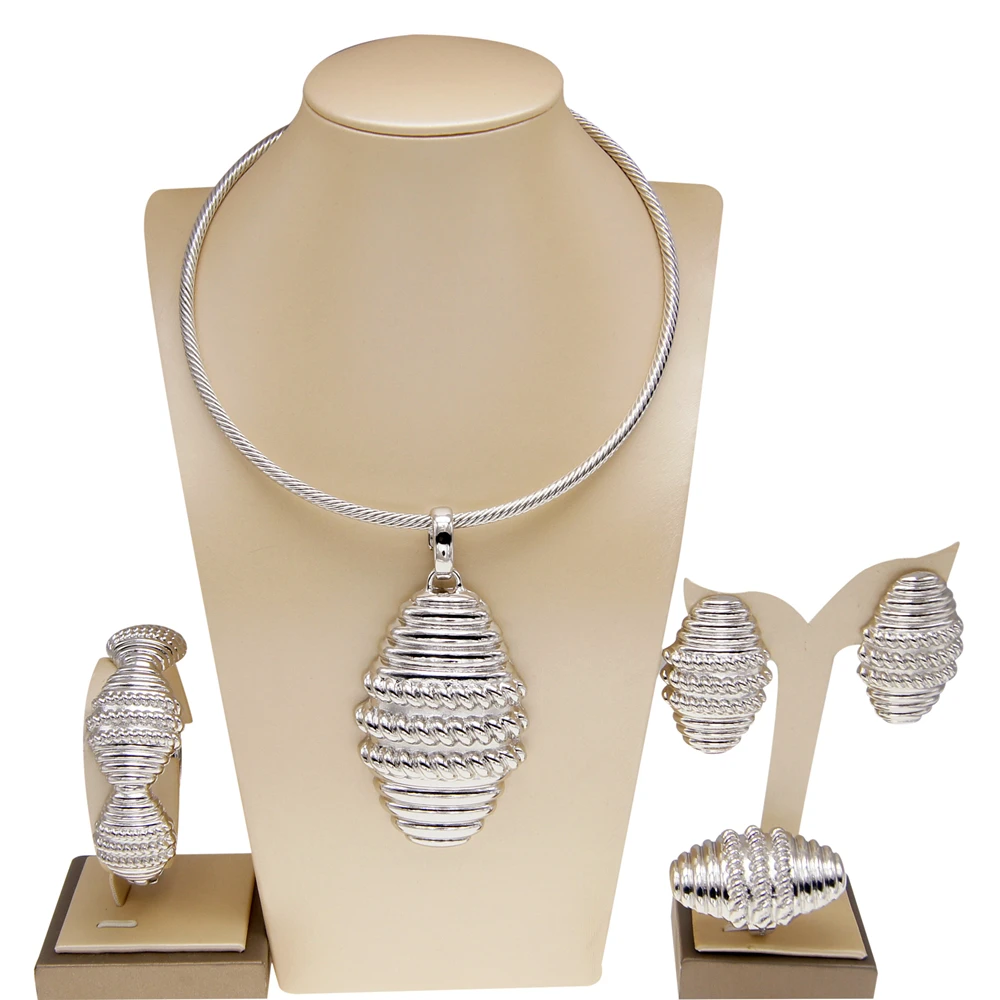 Dubai Gold Plated Pendant Women Jewelry Set Egg Shape Pendant Fashion Simple Style Holiday Gift Free Shipping