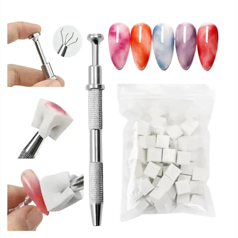 Éponge ombrée pour ongles, 50/150 pièces, éponge douce dégradée avec stylo à saisir, brosse à ongles ombrée, outil de pointe française, conception de manucure