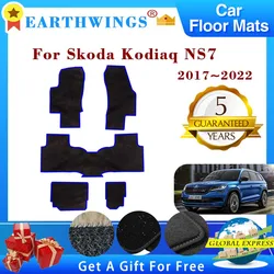 For Skoda Kodiaq NS7 7 Seater 2019 2020 2021 2022 Car Floor Mats Panel Footpads Carpets Cover Foot Pad Stickers Auto Accessories