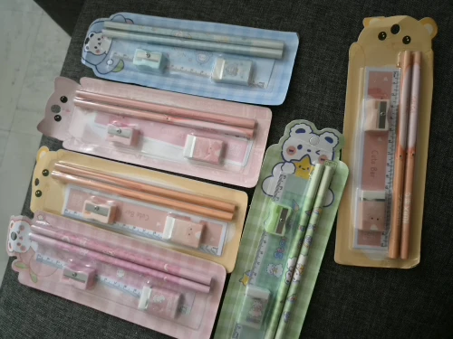 1/6/12/18pcs Pencil Ruler Eraser Set, School Supplies for Kids, Student Prize Gift, Sharpener Pencil photo review