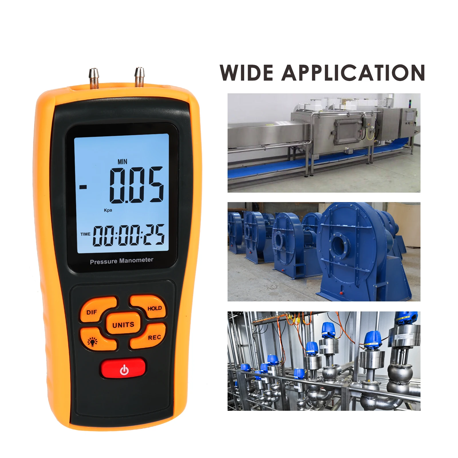 Digital Manometer With 11 Units Air Pressure Meter Portable Pressure Gauges Dual Port Software Gas Air Tester