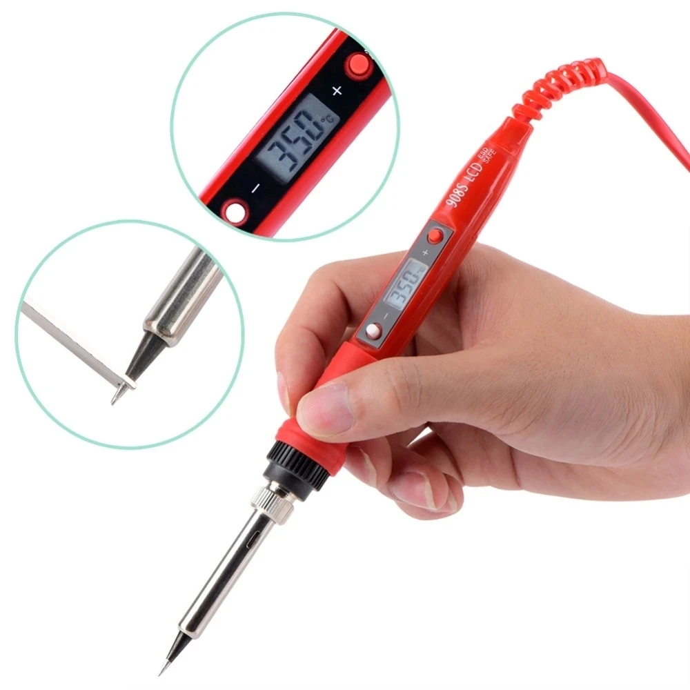 JCD 80W Soldering Iron sponge Kits LCD Digital Display Adjustable Temperature 220V/110V Solder Station Welding Repair Tools 908S