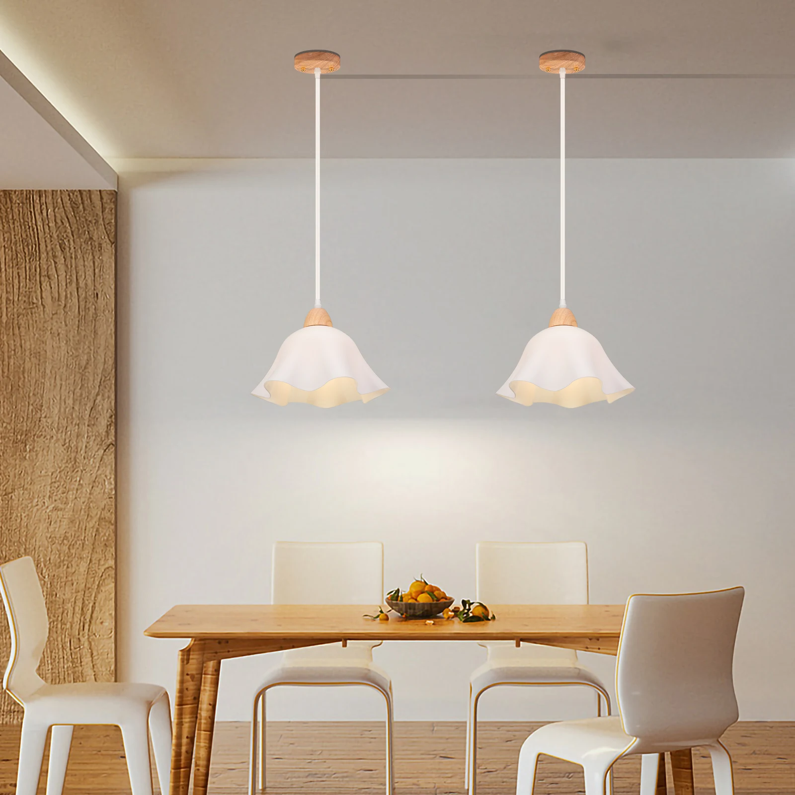 

Подвесной светильник в скандинавском стиле для простого белого абажура, цоколь лампы из массива дерева, подходит для обеденного стола, барной стойки и украшения